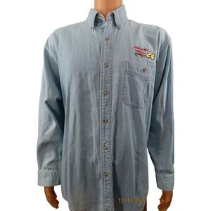 Vintage Jeff Gordon #24 Dupont Motorsports Retro NASCAR Denim Shirt L Hendrick